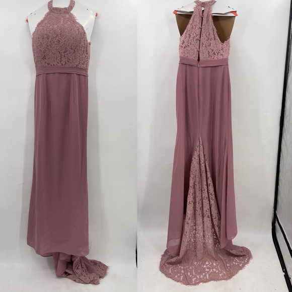 JJs House | Dresses | Nwt Jjs House Trumpet High Neck Train Chiffon ...